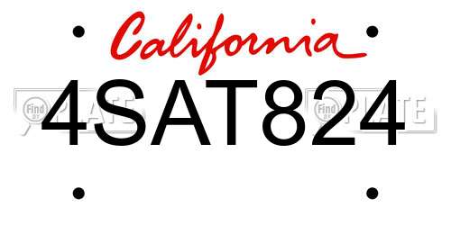 4SAT824 California License Plate