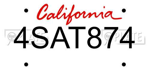 4SAT874 California License Plate