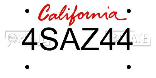 4SAZ44 California License Plate