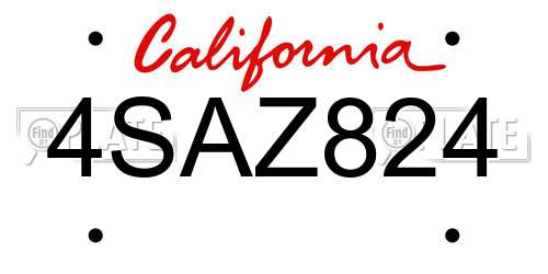 4SAZ824 California License Plate