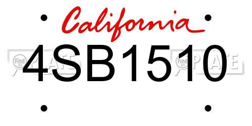4SB1510 California License Plate