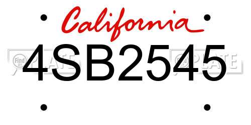 4SB2545 California License Plate