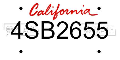 4SB2655 California License Plate