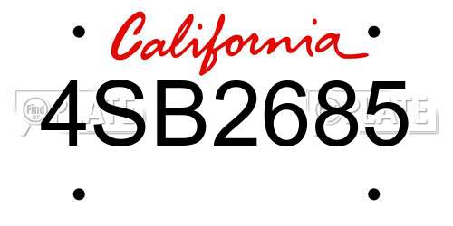 4SB2685 California License Plate