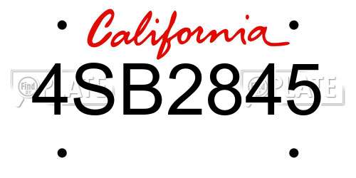 4SB2845 California License Plate