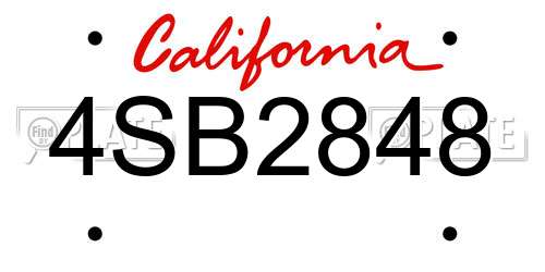 4SB2848 California License Plate