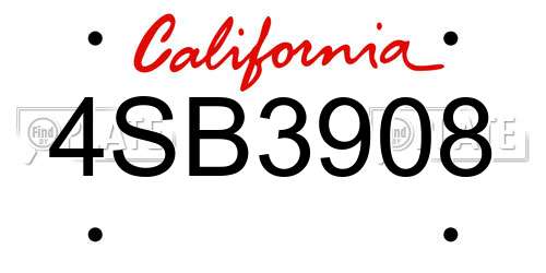 4SB3908 California License Plate