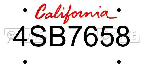 4SB7658 California License Plate