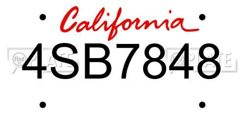 4SB7848 California License Plate