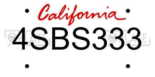 4SBS333 California License Plate