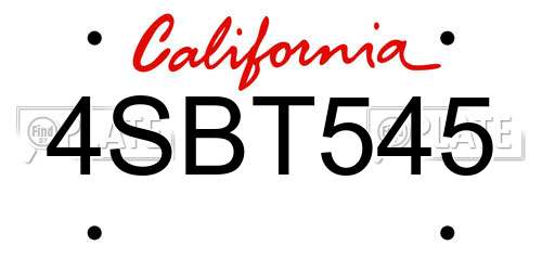 4SBT545 California License Plate
