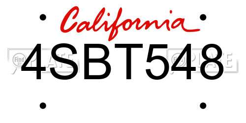 4SBT548 California License Plate