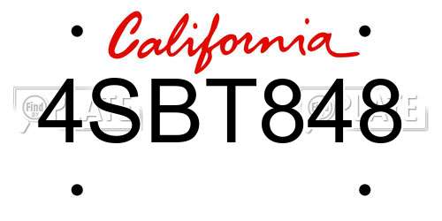 4SBT848 California License Plate