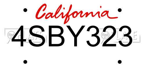 4SBY323 California License Plate