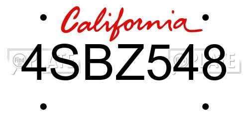 4SBZ548 California License Plate