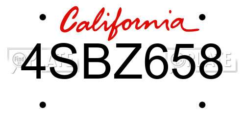 4SBZ658 California License Plate