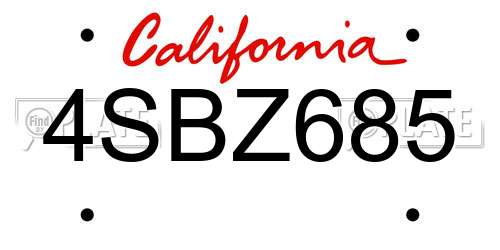 4SBZ685 California License Plate