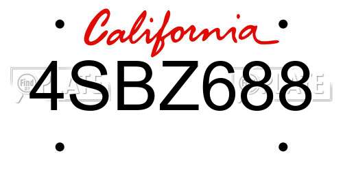 4SBZ688 California License Plate