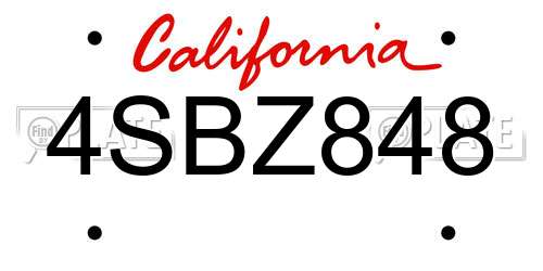 4SBZ848 California License Plate