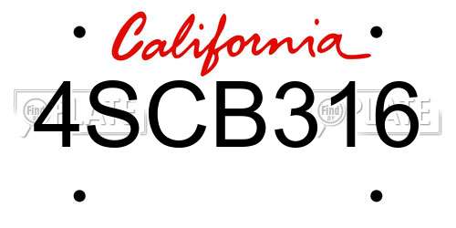 4SCB316 California License Plate