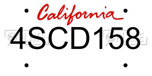 4SCD158 California License Plate