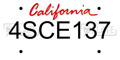 4SCE137 California License Plate
