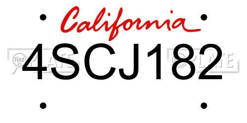 4SCJ182 California License Plate
