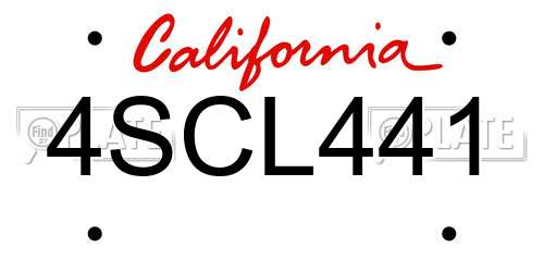 4SCL441 California License Plate