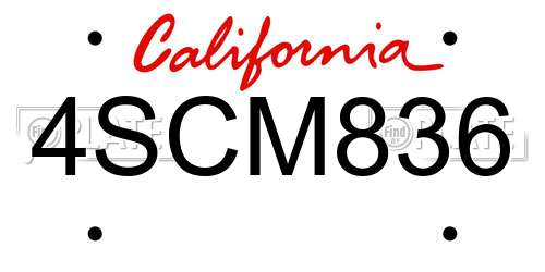 4SCM836 California License Plate