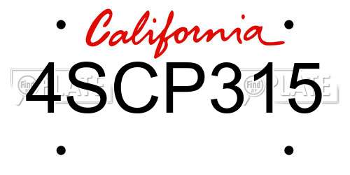 4SCP315 California License Plate