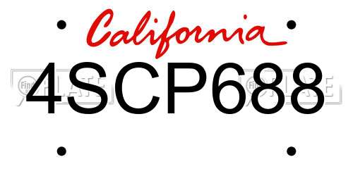 4SCP688 California License Plate