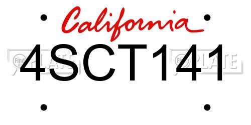 4SCT141 California License Plate