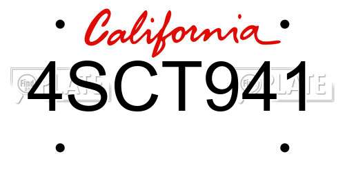 4SCT941 California License Plate