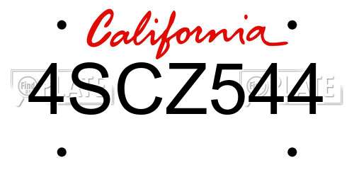 4SCZ544 California License Plate