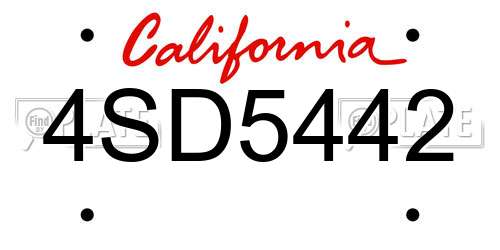 4SD5442 California License Plate
