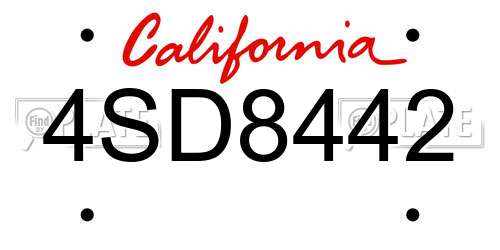 4SD8442 California License Plate
