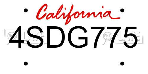 4SDG775 California License Plate
