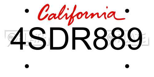4SDR889 California License Plate