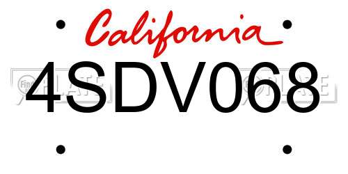 4SDV068 California License Plate
