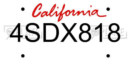 4SDX818 California License Plate