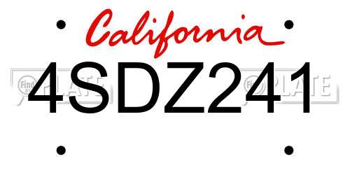 4SDZ241 California License Plate