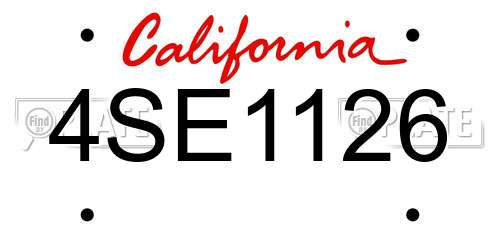 4SE1126 California License Plate