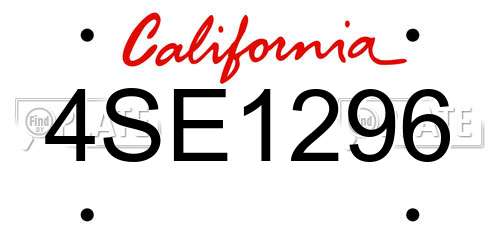 4SE1296 California License Plate