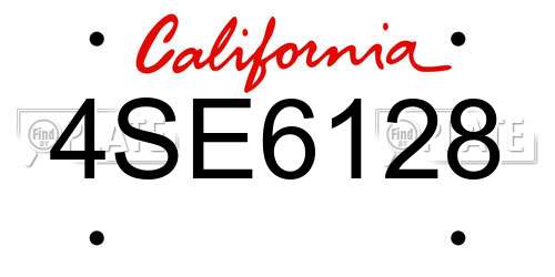 4SE6128 California License Plate
