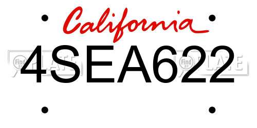 4SEA622 California License Plate