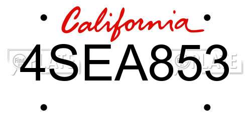 4SEA853 California License Plate