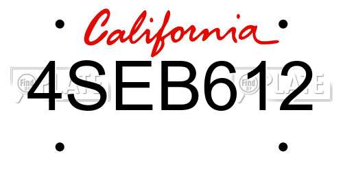 4SEB612 California License Plate