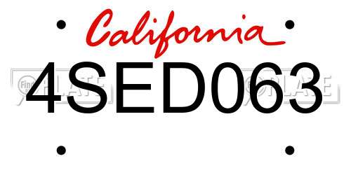 4SED063 California License Plate
