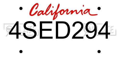 4SED294 California License Plate