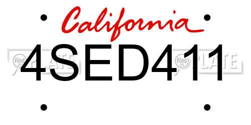 4SED411 California License Plate